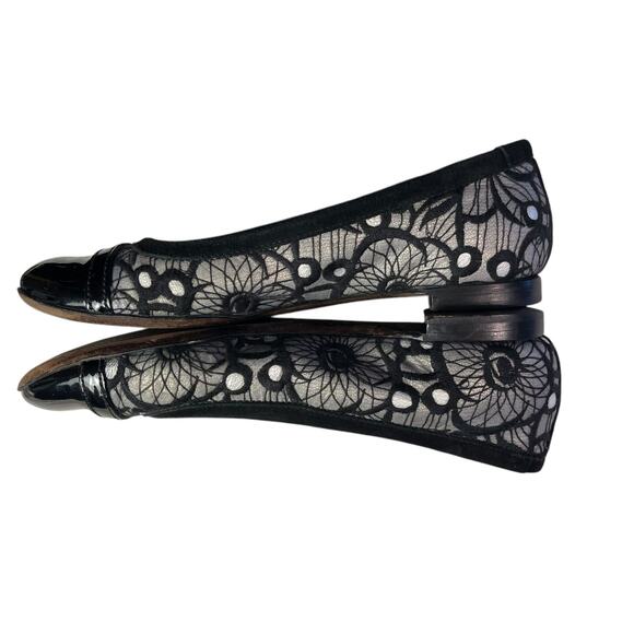 AGL Embroidered Leather Ballet Flats Rhinestone Buckle Size 7 - Picture 3 of 10